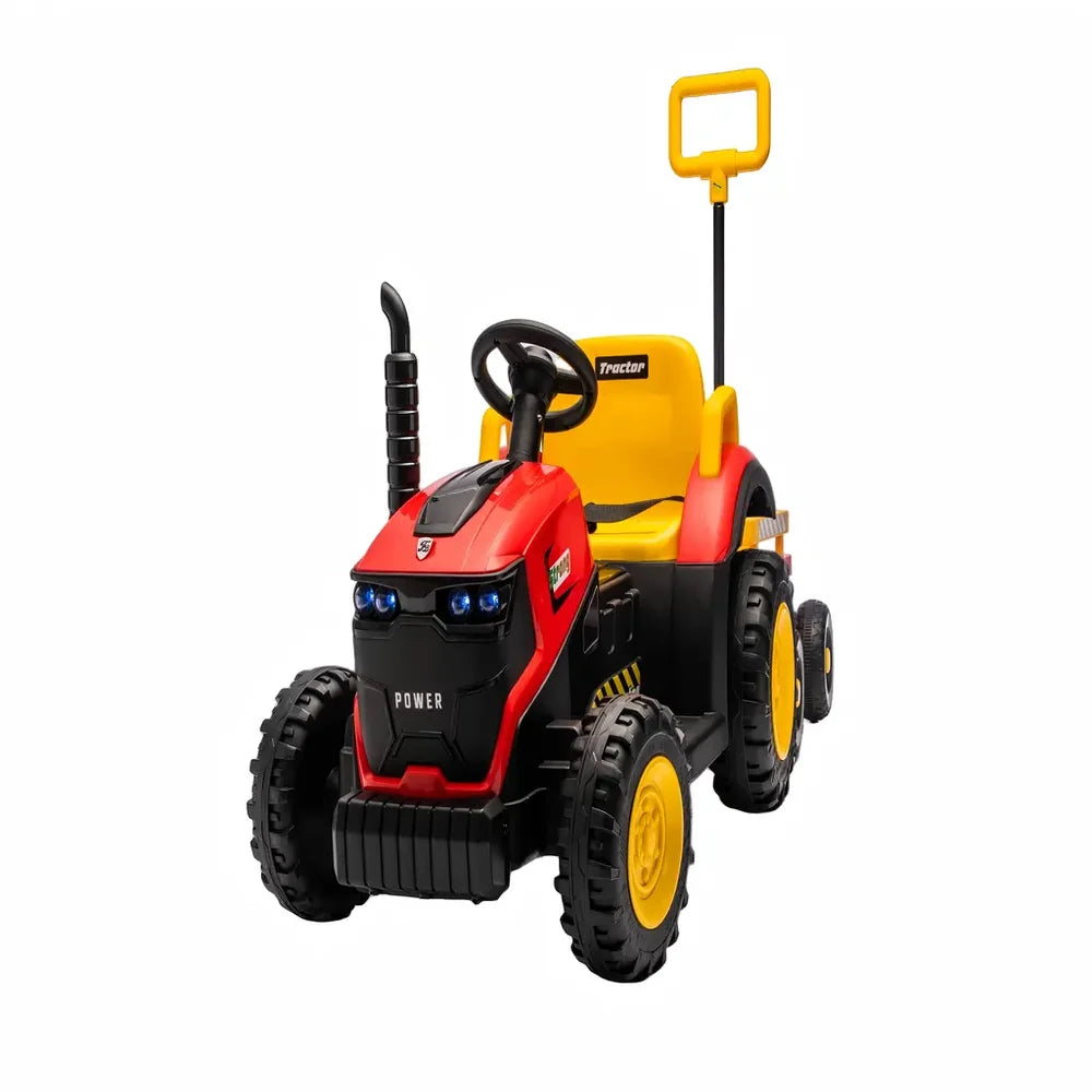 Tractor Electric KIDOO pentru Copii cu Telecomandă 2.4G, Remorcă Detașabilă, 12V 4.5Ah, 2 Motoare 380, Lumini LED, Muzică, Centură de Siguranță