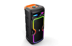 Boxa Portabila AT PERFORMANCE®, cu Lumini RGB, cu Maner, Putere 200W, MP3, USB, Bluetooth, TF, WIFI, Slot Microfon, Karaoke, Acumulator, Negru