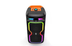 Boxa Portabila AT PERFORMANCE®, cu Lumini RGB, cu Maner, Putere 200W, MP3, USB, Bluetooth, TF, WIFI, Slot Microfon, Karaoke, Acumulator, Negru