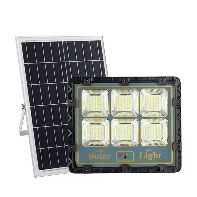 Proiector Solar LED HNY 800W cu Panou Fotovoltaic Separat, Telecomandă, Senzor de Mișcare, IP66, 6500K