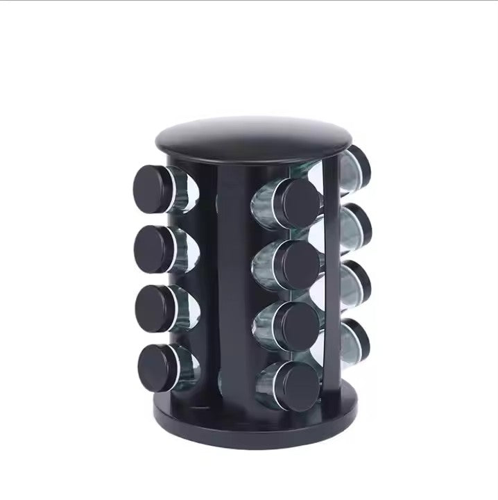 Set 16 recipiente condimente cu suport rotativ, inox, AT PERFORMANCE®,