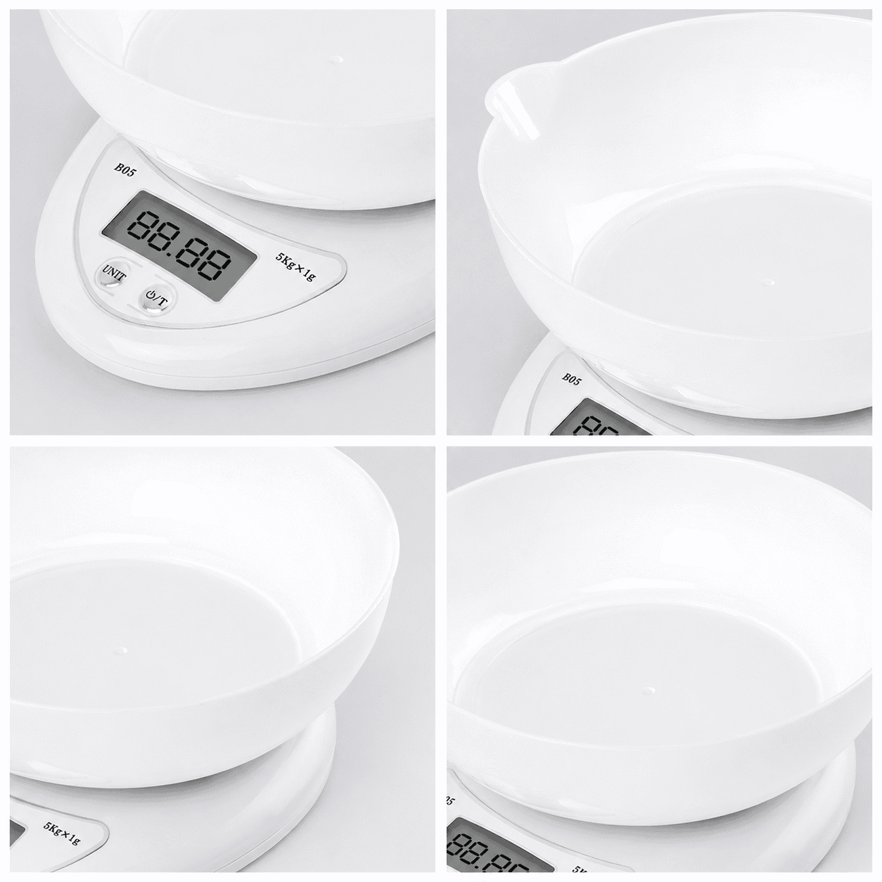 Cântar Electronic De Bucătărie Haley HY-5020, Capacitate 5 Kg, Precizie 1 g, Bol 600 ml, Ecran LCD, Funcție Tara
