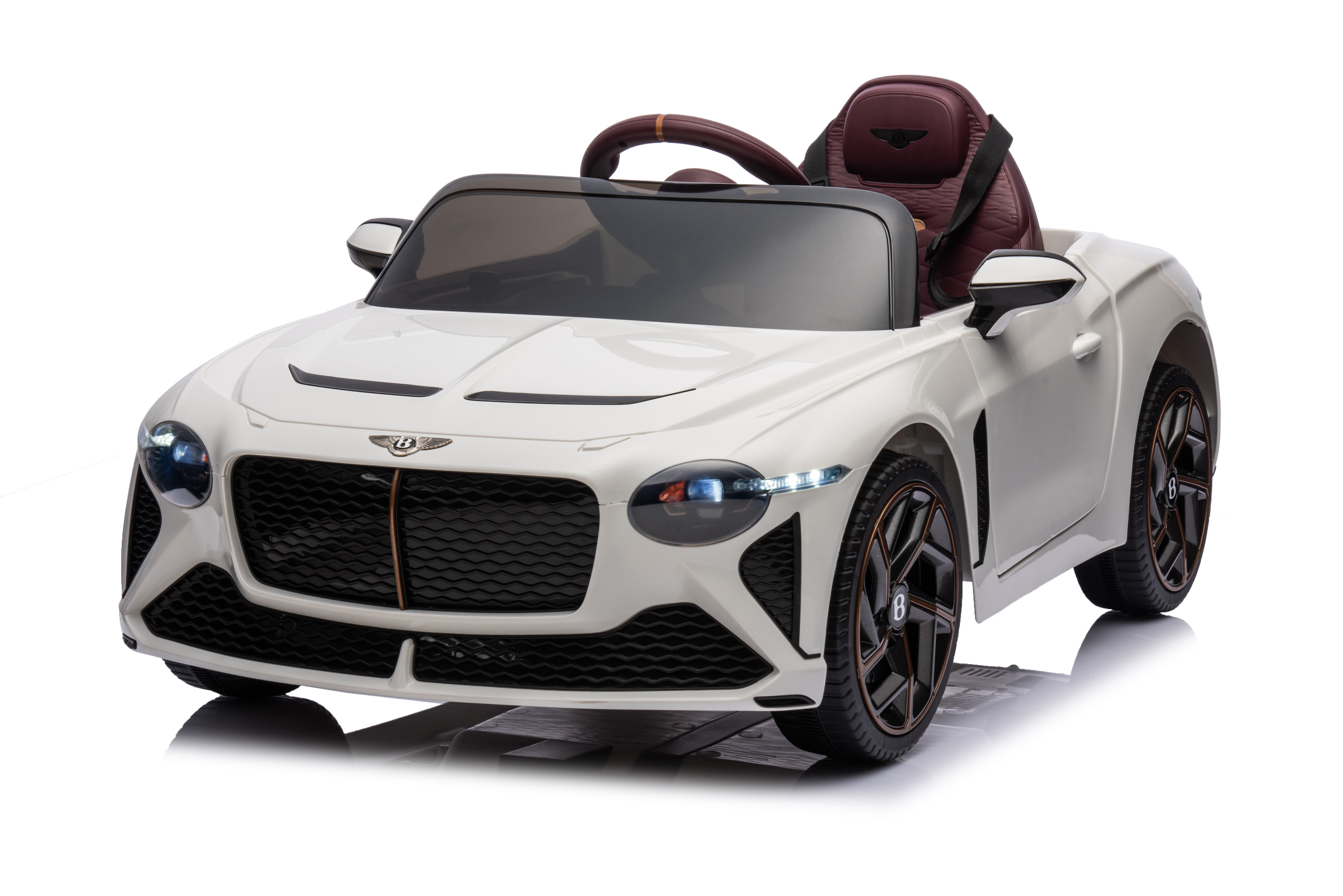 Mașinuță electrică copii Bentley Bacalar oficial licentiat, Kidoo, 12V, 2 motoare, telecomandă 2.4G, LED, USB, Bluetooth, 3-8 ani