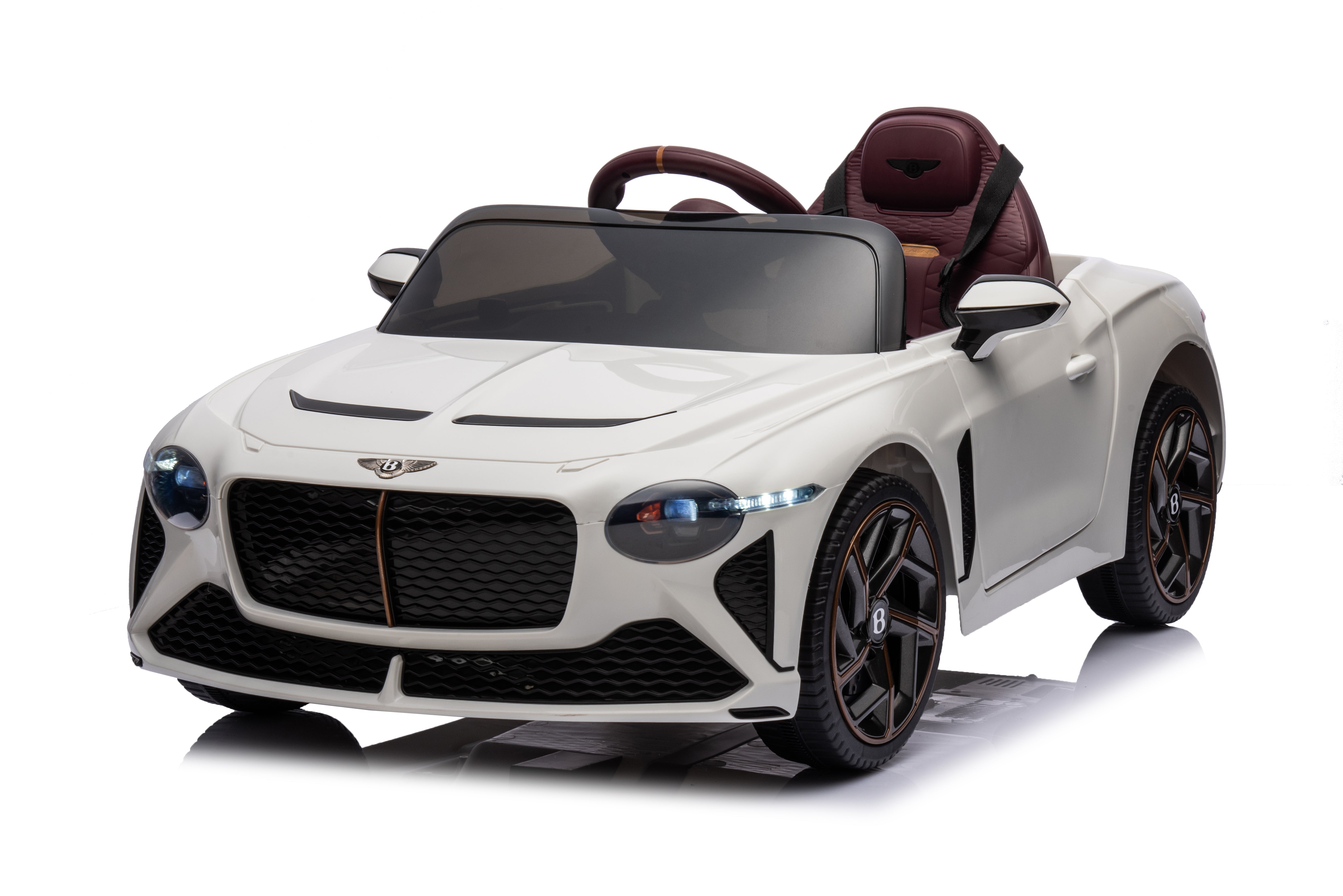 Mașinuță electrică copii Bentley Bacalar oficial licentiat, Kidoo, 12V, 2 motoare, telecomandă 2.4G, LED, USB, Bluetooth, 3-8 ani