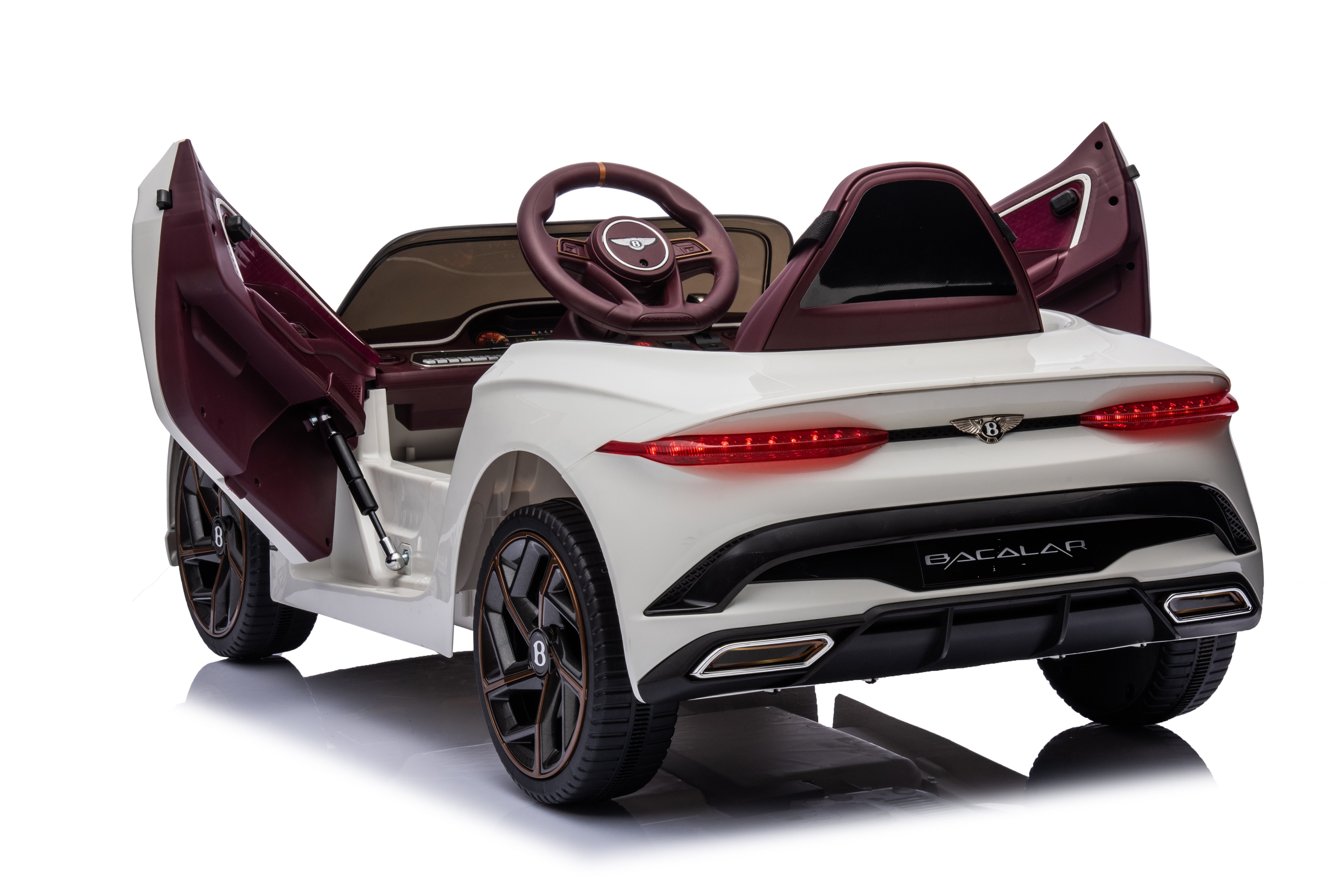 Mașinuță electrică copii Bentley Bacalar oficial licentiat, Kidoo, 12V, 2 motoare, telecomandă 2.4G, LED, USB, Bluetooth, 3-8 ani