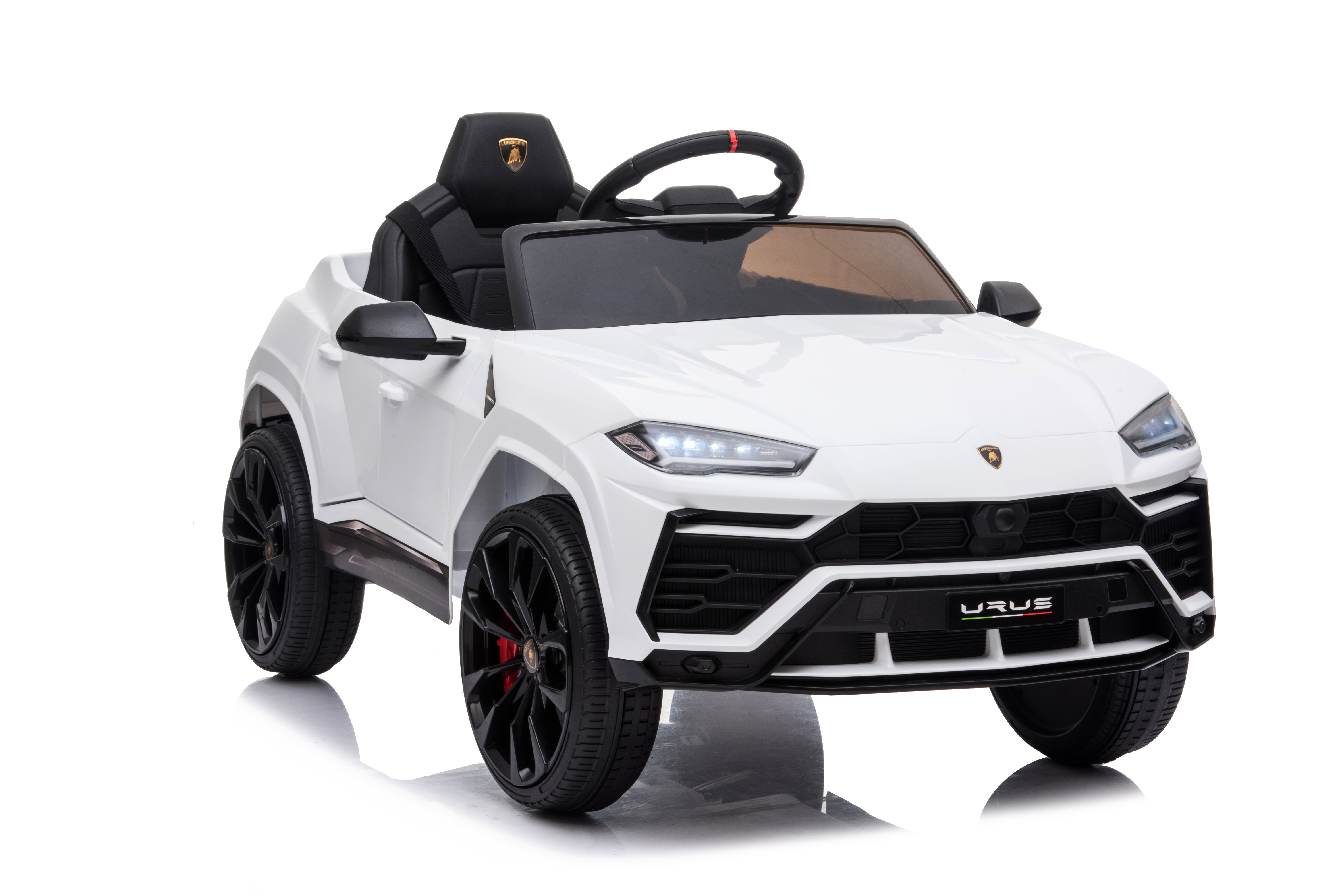 Mașinuță electrică Lamborghini Urus oficial licentiata, KIDOO, 37–96 luni, 12V 4.5Ah, 2 motoare 25W, telecomandă 2.4G, volan multifuncțional cu muzică, MP3, USB, TF, FM Radio, 105×65×52 cm