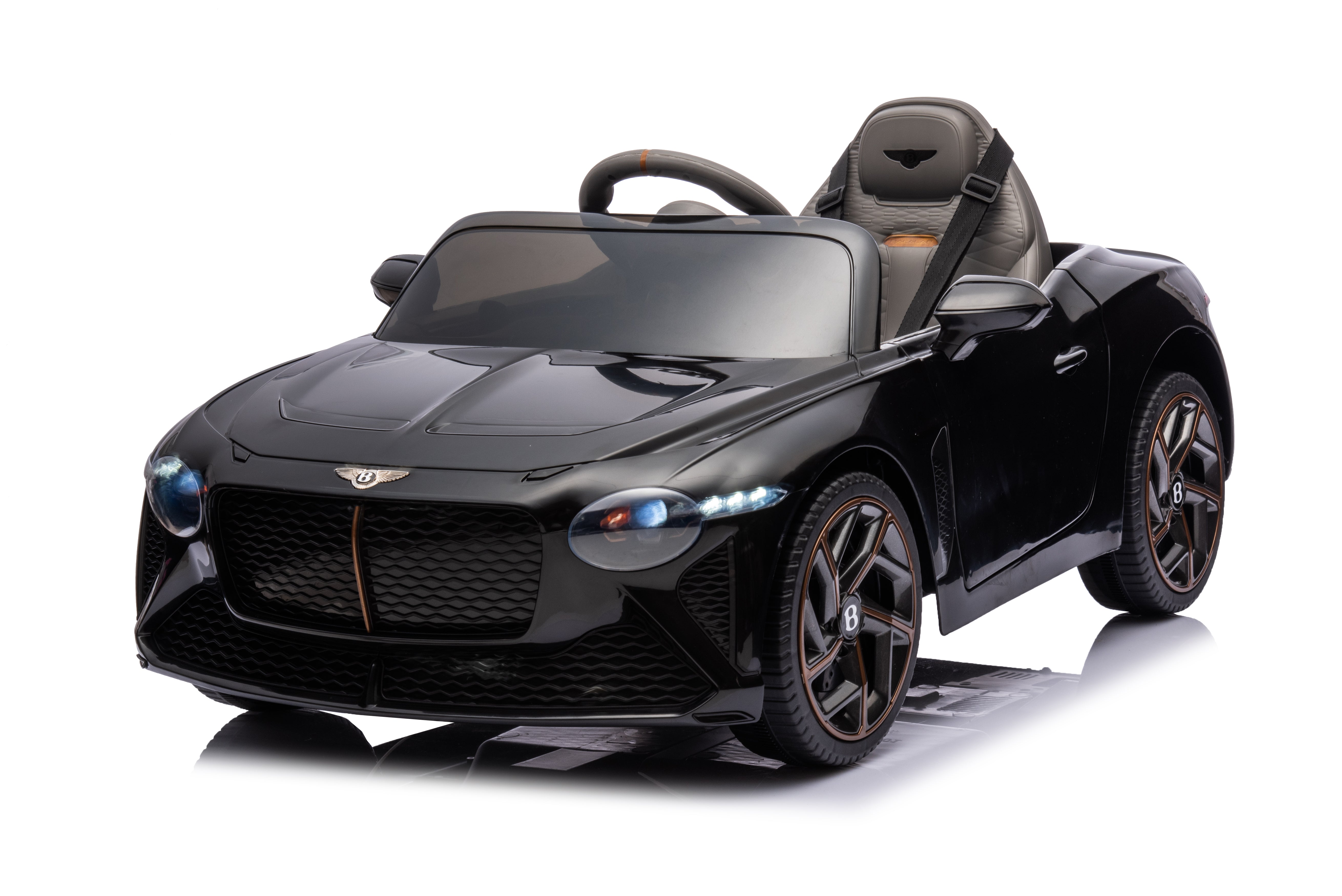 Mașinuță electrică copii Bentley Bacalar oficial licentiat, Kidoo, 12V, 2 motoare, telecomandă 2.4G, LED, USB, Bluetooth, 3-8 ani