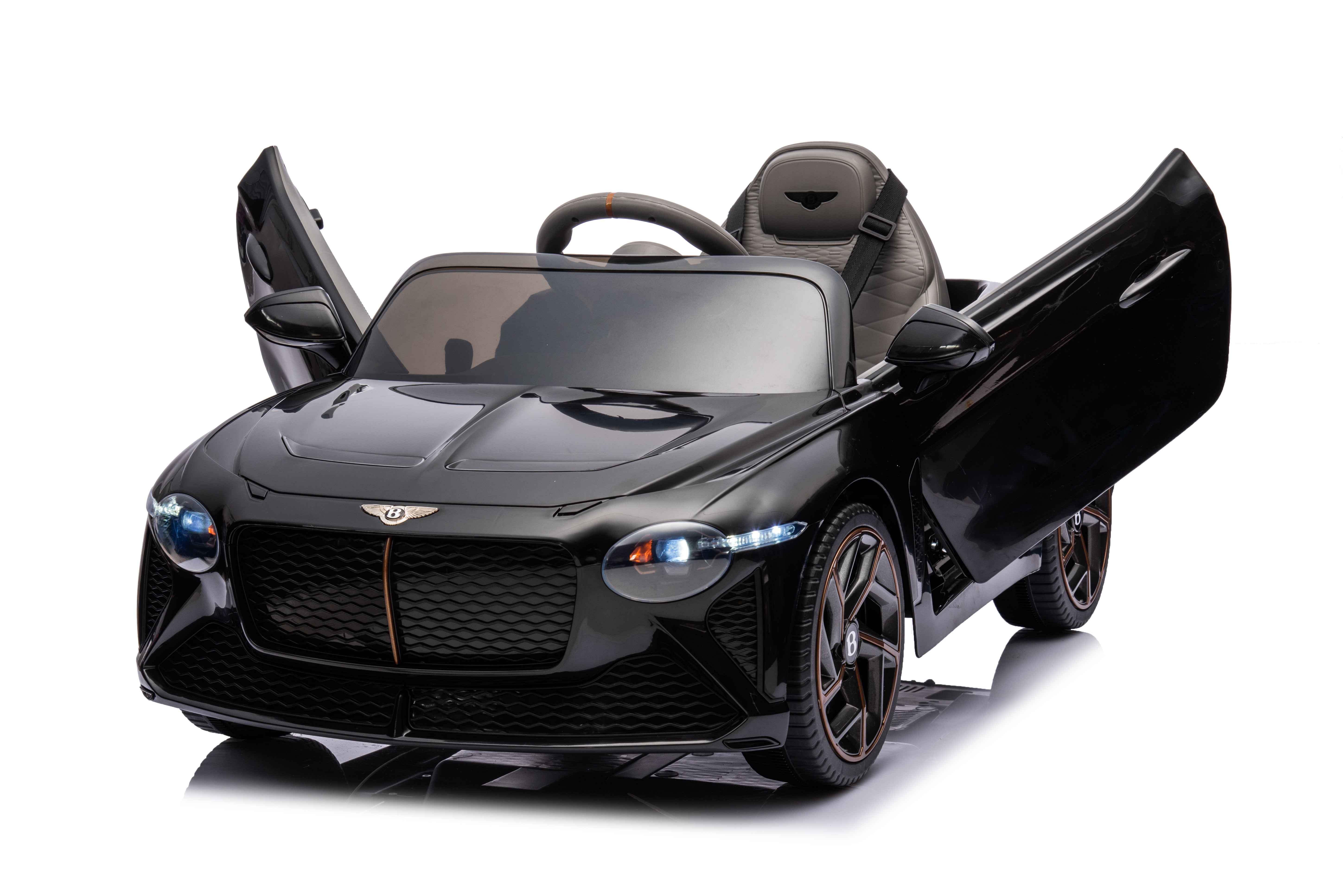 Mașinuță electrică copii Bentley Bacalar oficial licentiat, Kidoo, 12V, 2 motoare, telecomandă 2.4G, LED, USB, Bluetooth, 3-8 ani