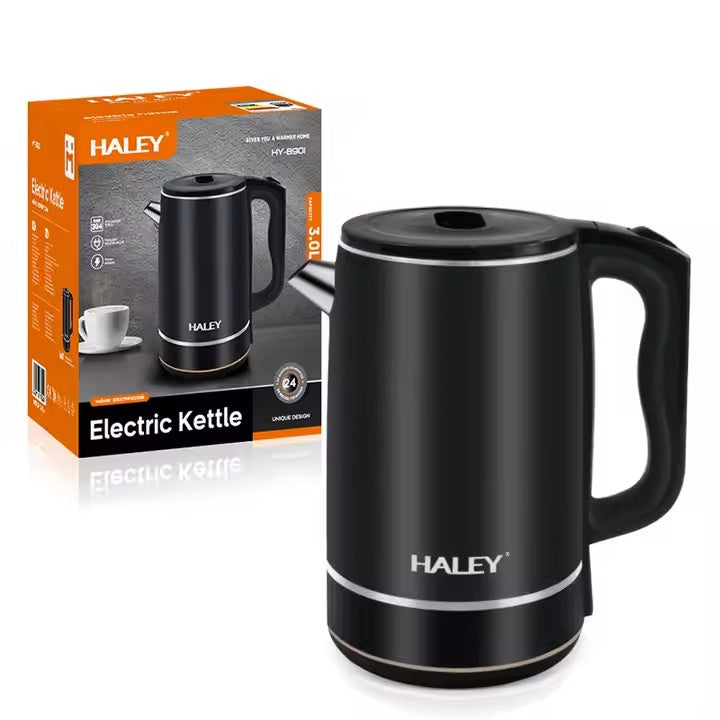 Fierbător Electric HALEY, Portabil din Inox de 3L, 1800W, încălzire Rapidă cu Oprire Automată, Negru