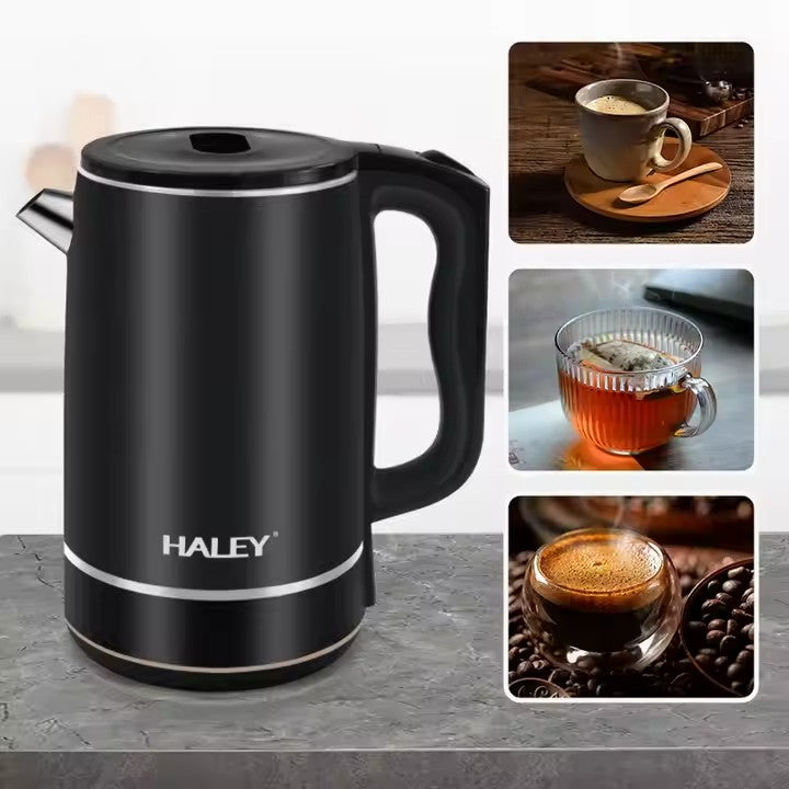 Fierbător Electric HALEY, Portabil din Inox de 3L, 1800W, încălzire Rapidă cu Oprire Automată, Negru