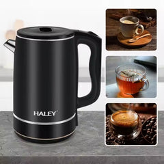 Fierbător Electric HALEY, Portabil din Inox de 3L, 1800W, încălzire Rapidă cu Oprire Automată, Negru