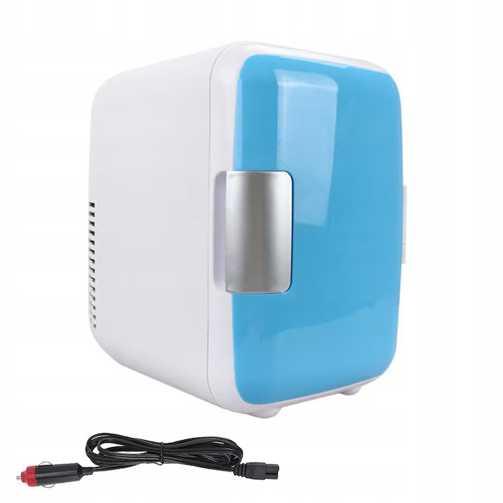 Frigider auto portabil 2 în 1 AT PERFORMANCE®, 12V, 4L, cu funcție de răcire și încălzire, ușor și compact – Alb/Albastru, ideal pentru mașină și camping