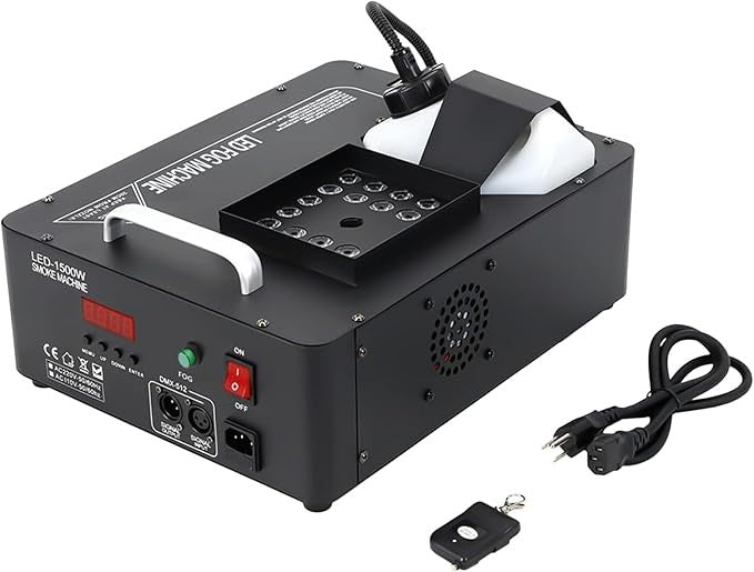 Mașină de Fum Verticală AT PERFORMANCE® 1500W cu 24 LED-uri RGB, Control DMX & Wireless, Efecte Luminoase pentru Scenă, DJ, Evenimente – 3L Capacitate
