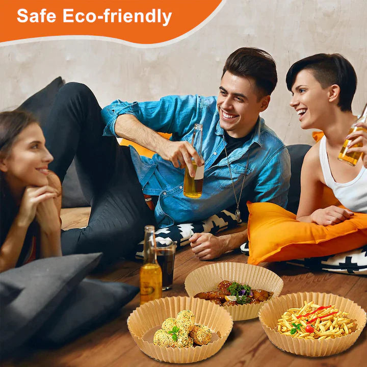 Hartie de copt pentru Air Fryer, AT PERFORMANCE®, rezistent la ulei, rezistent la apa, usor de curatat, model de desene animate, 20×20×4, 5 cm, maro, 30 buc