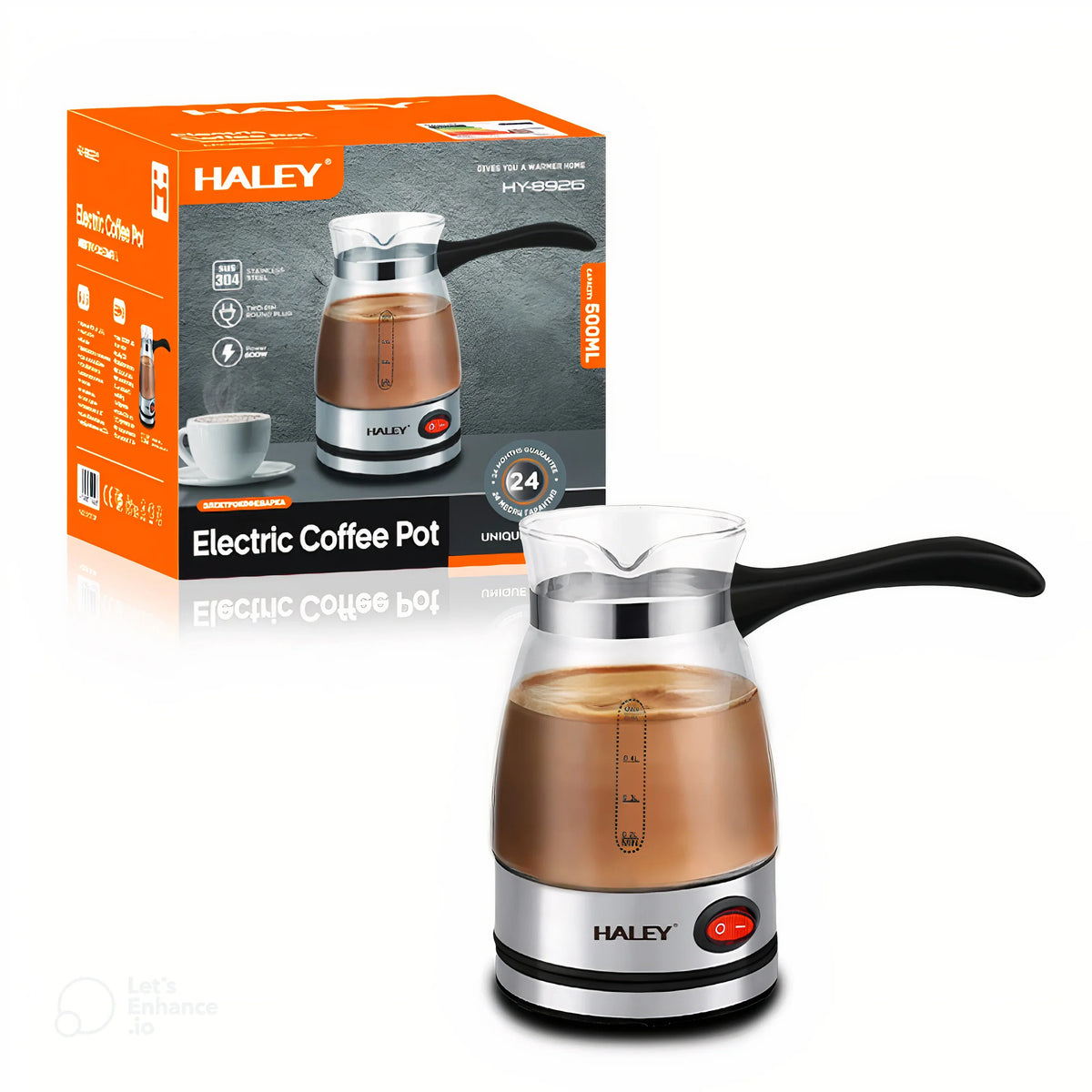 Ibric Electric HALEY® HY-8926, 600W, Capacitate 500 ml, Protecție Boil-Dry, Bază Rotativă 360°