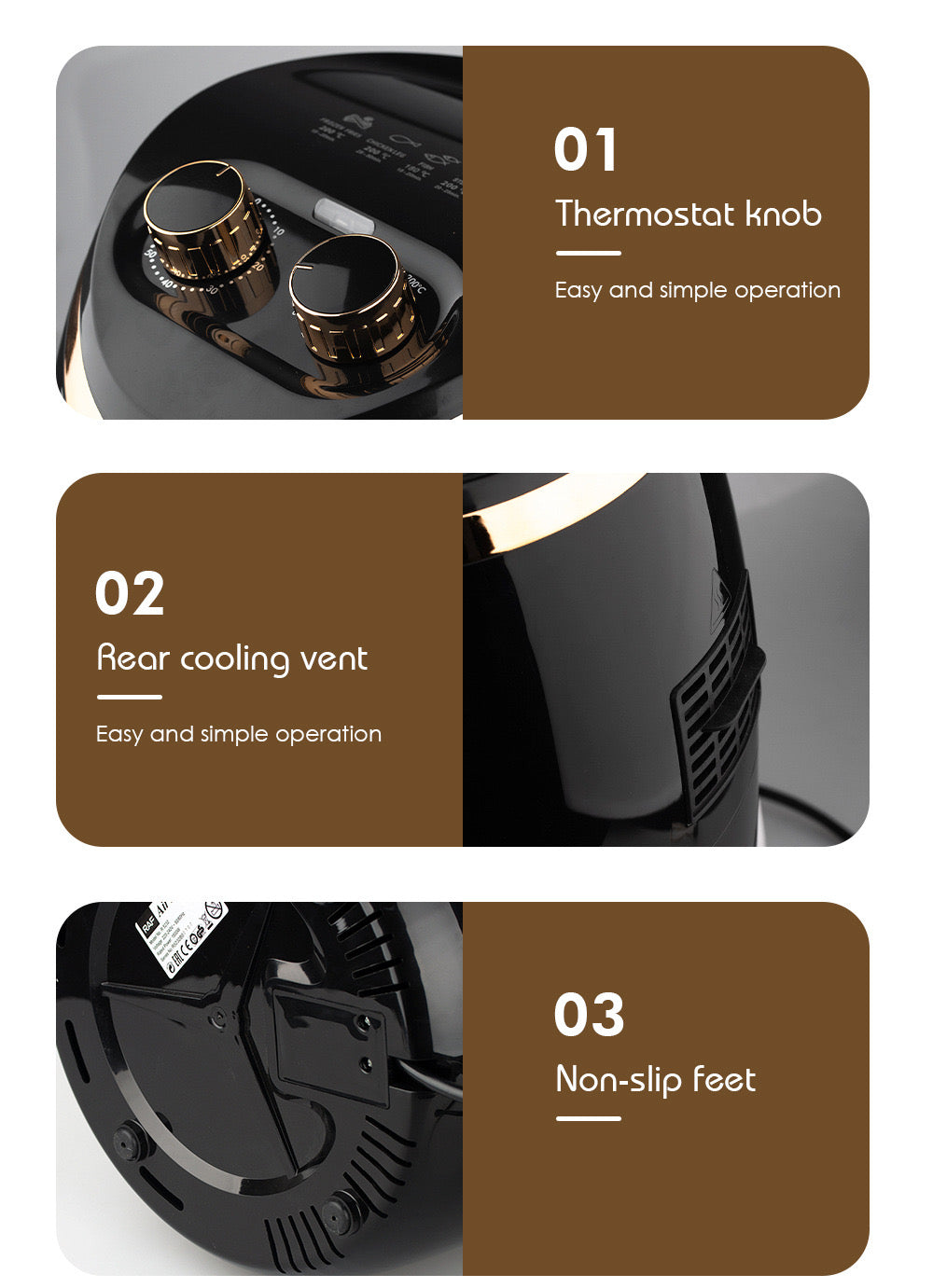 Friteuza electrica profesionala Air Fryer alb, AT PERFORMANCE®, RAF Air Fryer 5.8L 1500W Manual, Multi-Purpose, 360 Air Circulation R.5232 - Gatit sanatos si eficient pentru intreaga familie, negru