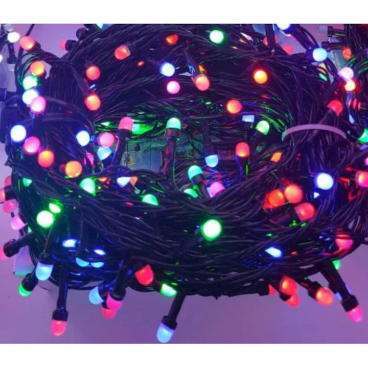 Instalatie de Craciun liniara AT PERFORMANCE®, interior/exterior, rola 50m,8 jocuri de lumini, multicolora, fir negru, 250 led.