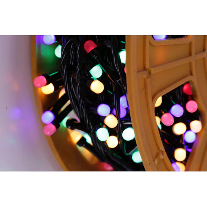 Instalatie de Craciun liniara AT PERFORMANCE®, interior/exterior, rola 50m,8 jocuri de lumini, multicolora, fir negru, 250 led.