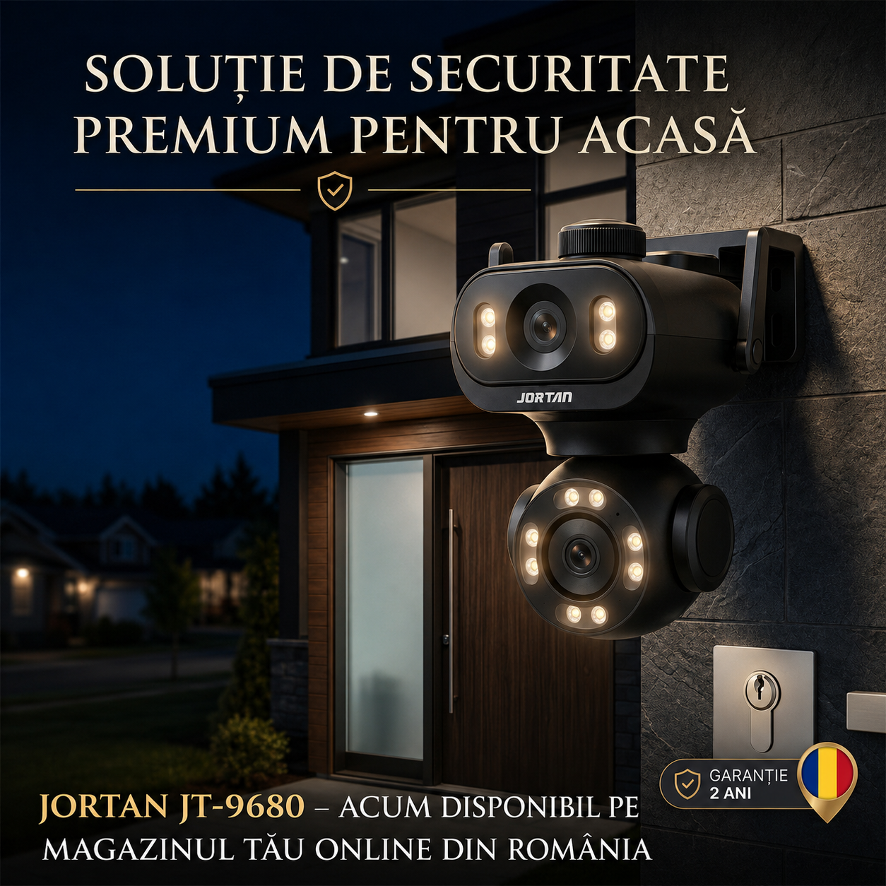 Camera Supraveghere WiFi JORTAN JT-9680 6MP Dual-Head PTZ + Cablu 5m Cadou