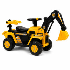 Tractor Excavator Electric Pentru Copii 2-4 Ani, Cu Braț Mobil, Cupă Funcțională, Volan Cu Sunete Și Pedală, Galben