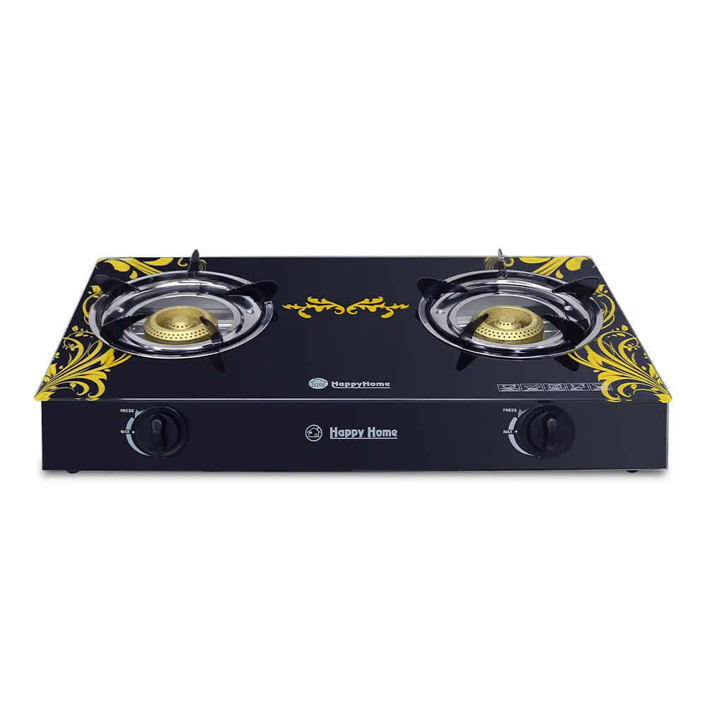 Aragaz cu 2 arzătoare pe gaz AT PERFORMANCE – Design din sticlă temperată, aprindere electrică și funcție Multi-Cooking