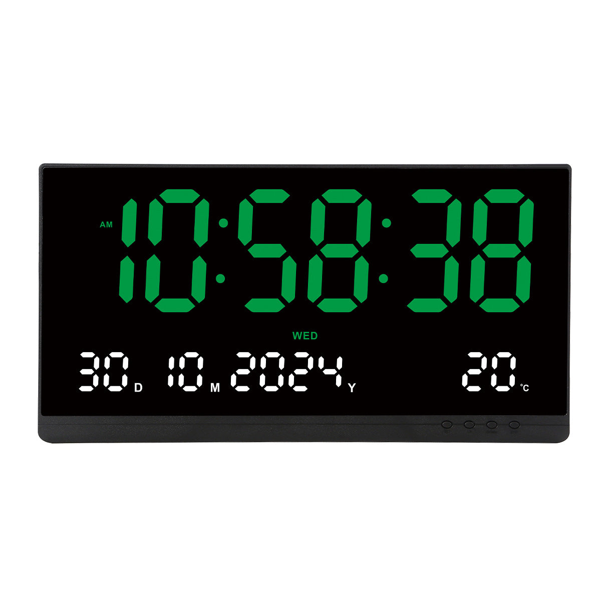 Ceas Digital de Masa AT PERFORMANCE®, cu Lumina Led Rosu, Alarma, 3 Niveluri de Luminozitate, Calendar, Temperatura, Functie Snooze, Mod de Noapte, 11x22cm.