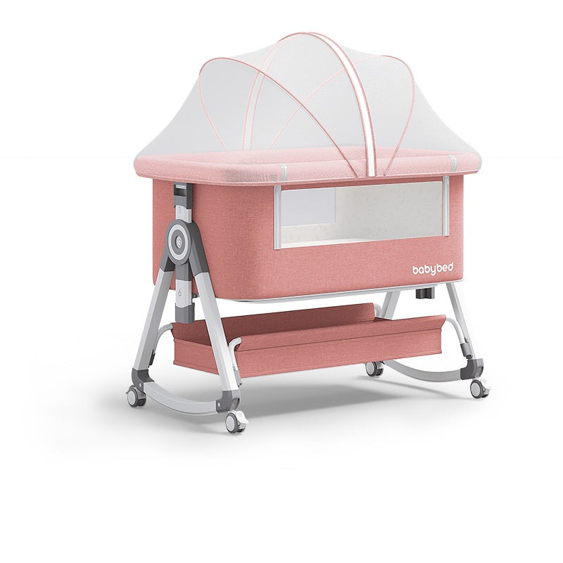 Pat portabil pentru bebeluși AT PERFORMANCE® 3 în 1 cu saltea confortabilă, înălțime reglabilă, roți și pliere ușoară – ideal pentru nou-născuți, gri