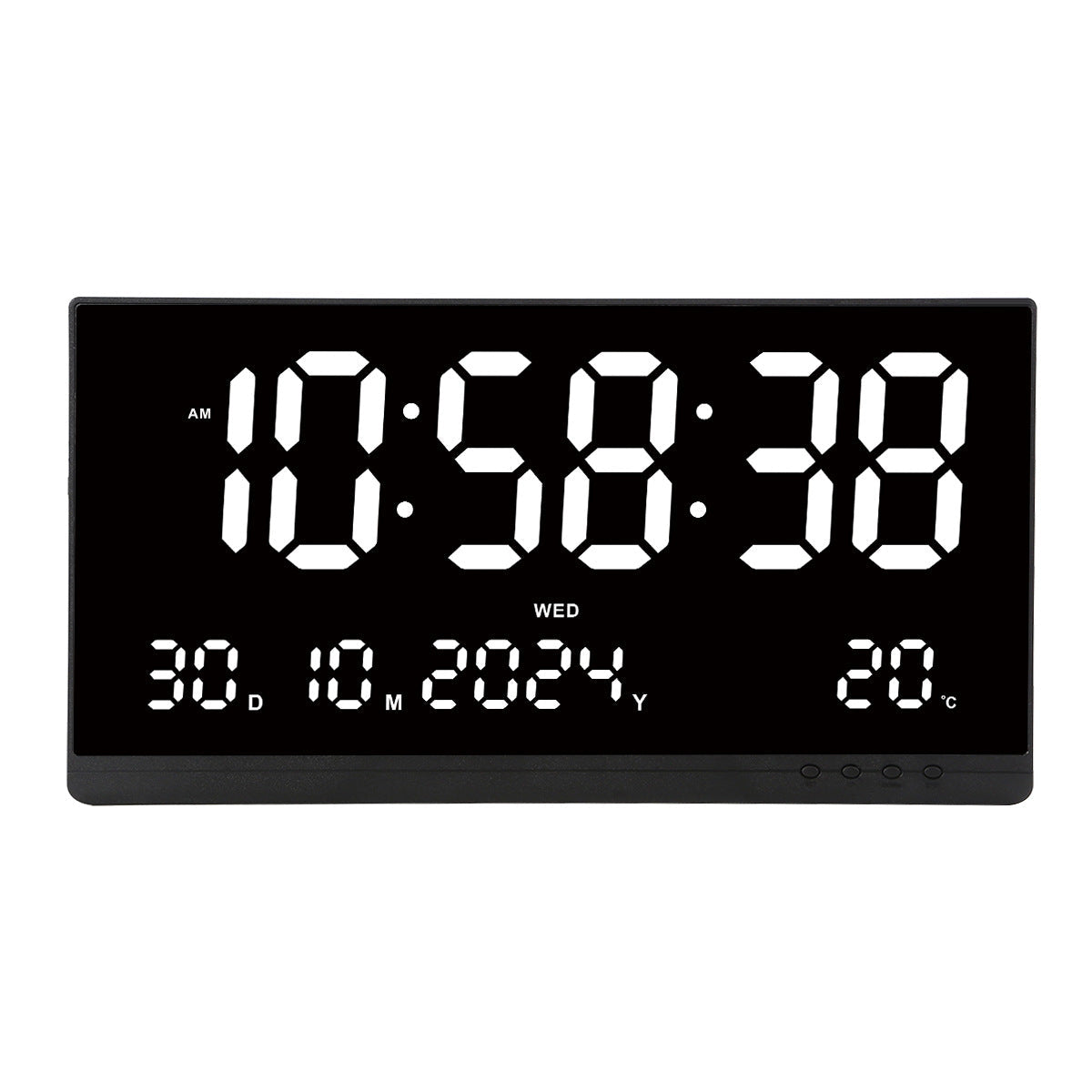 Ceas Digital de Masa AT PERFORMANCE®, cu Lumina Led Rosu, Alarma, 3 Niveluri de Luminozitate, Calendar, Temperatura, Functie Snooze, Mod de Noapte, 11x22cm.