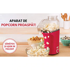 Aparat cu Aer Cald de facut Popcorn, AT PERFORMANCE®, Gata in max. 3 min, 1200W, Recipient dozator Boabe, Rosu.