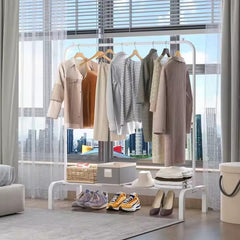 Pachet Promoțional 2x Suport Mobil, pentru Haine, AT PERFORMANECE ®, Umerase si Incaltaminte, Inaltime Reglabila, 155X110X40 Cm, Alb