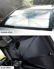 Parasolar Auto Pliabil, Pentru Masina, 140 X 75 Cm, In Forma De Umbrela, Negru-Argintiu, Rezistent UV