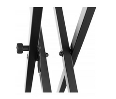 Stativ pentru Orga, Inaltime si Latime Ajustabile, Capacitate Maxima 25 Kg, Insertii de Cauciuc, Constructie In X, Picioare Anti-alunecare, Design Clasic, Negru