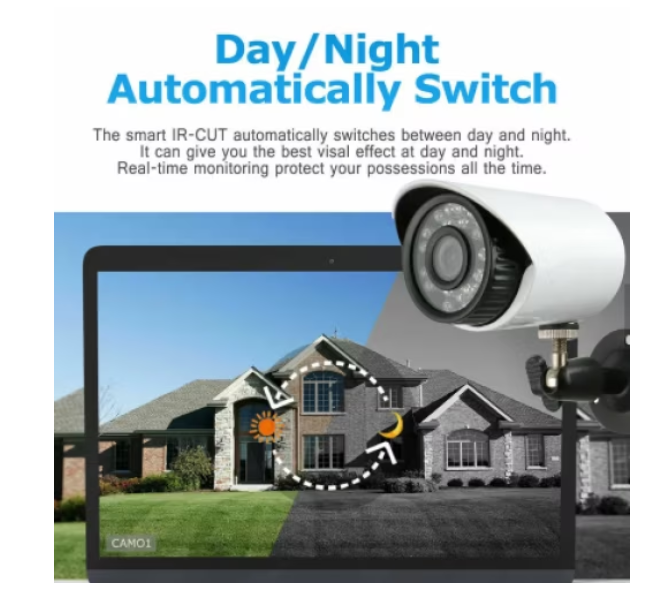 Kit 4 Camere de Supraveghere, DVR, AHD, 4 suporti de camere, 1 MP, Sistem PAL / NTSC, VGA, interior - exterior, Senzor de miscare si alarma, Serviciu de back-up prin USB si internet