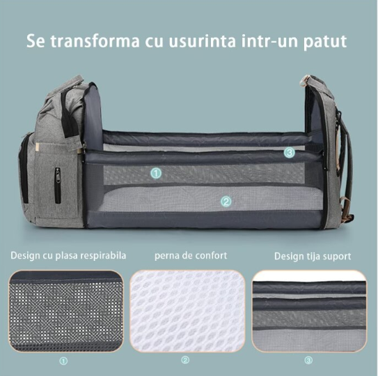 Rucsac 3-in-1 pentru bebelusi Gri