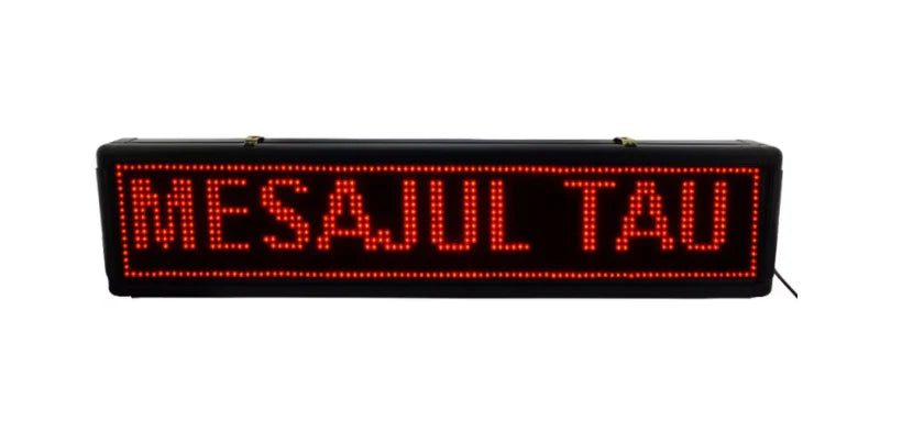 Reclama luminoasa de exterior tip panou cu LEDuri rosii, Dimensiuni 100x20cm , Led uri Ultrabright , Reclama tip caseta luminoasa , Negru