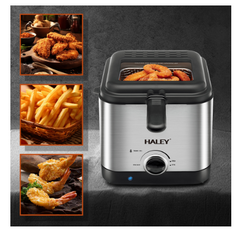 Friteuza Electrica HALEY HY-2505, 1000W, Capacitate 2.5L, Design Argintiu Elegant, Control Precise al Temperaturii