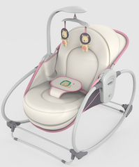 Pachet 2 în 1 pentru Bebeluși: Balansoar Electric 5 în 1 Mastela Roz + Set Hrănire 10 Piese Silicon | Confort și Siguranță de la Naștere