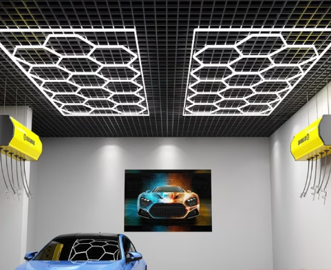 Aplică LED Hexagon AT PERFORMANCE® 14 Module – 672W, 70.000 Lumeni, 484×243 cm, Iluminat Profesional Atelier, Garaj, Barbershop