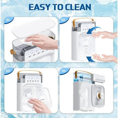 Mini Răcitor de Aer Portabil AT PERFORMANCE® – Ventilator Personal 4 în 1 cu Umidificator, LED 7 Culori, Timer și 3 Viteze, Alimentare USB