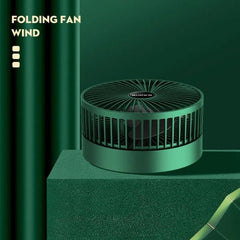 Ventilator portabil telescopic cu 3 viteze AT PERFORMANCE®, USB, silențios, montabil pe perete sau masă – Verde, reglabil 180°, compact pentru birou, camping și călătorii