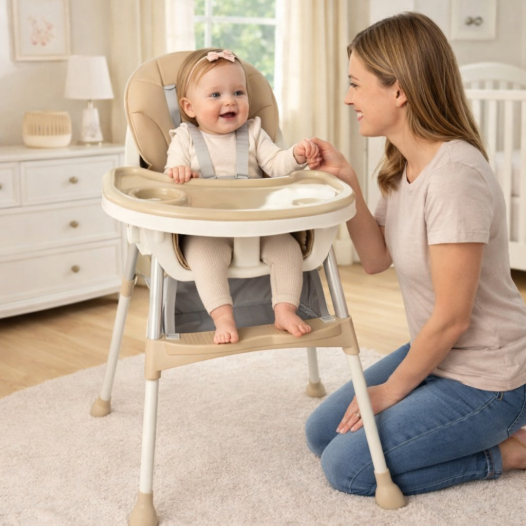 Scaun de masă pentru bebeluși KIDDO KD-44, Roz, cu centură de siguranță în 5 puncte