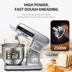 Mixer Planetar Profesional HALEY HY-2417, 2500W, Bol Inox 12L, 9+P Trepte, Touch Display