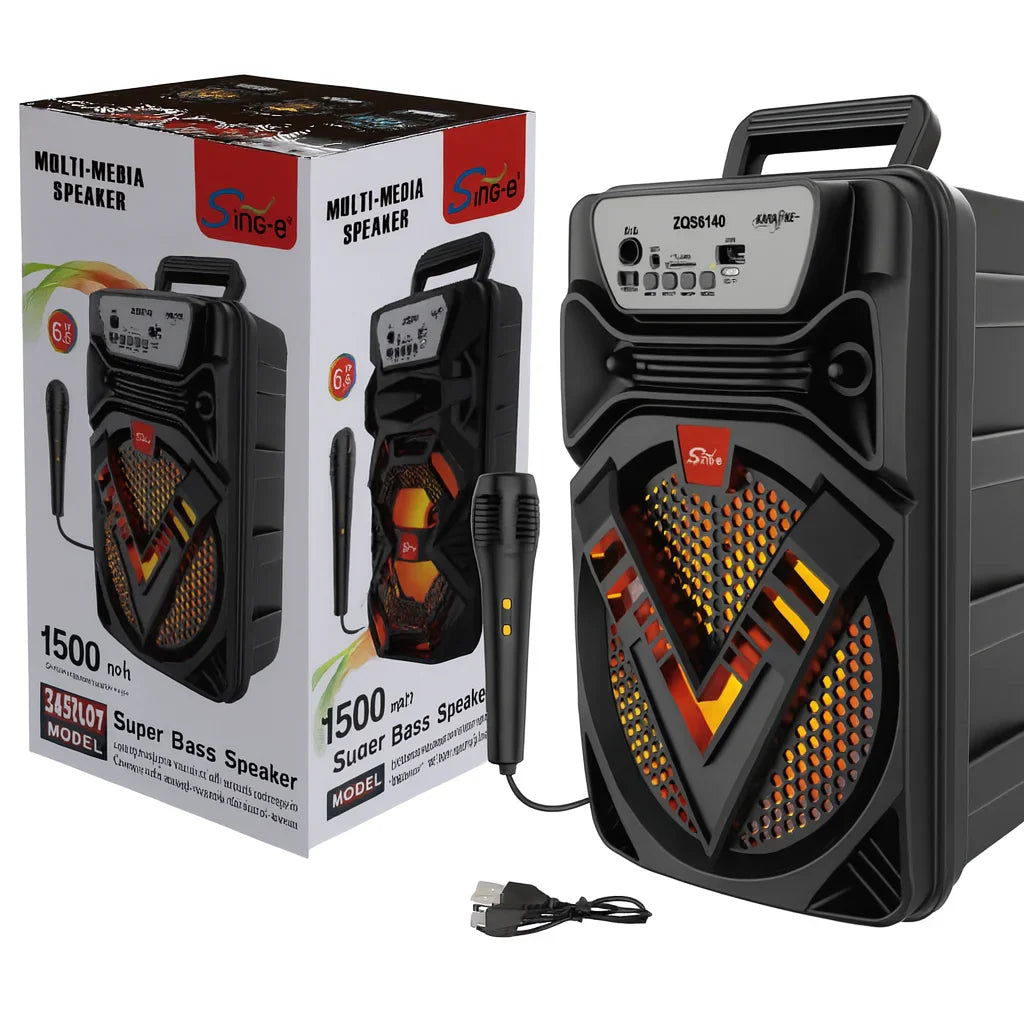 Speaker Bluetooth Portabil 6.5'' cu LED Multicolor și Funcție Hands-Free