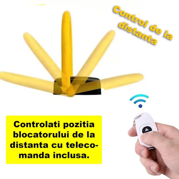 Pachet AT PERFORMANCE®, Parcare Inteligentă: Blocator Automat Loc + Parasolar Auto Pliabil UV – Siguranță și Protecție Completă Pentru Mașina Ta