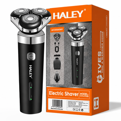 Aparat de Bărbierit Electric HALEY HY-4705 3 în 1, 3 Capete Rotative, Trimmer Barbă și Nas, Încărcare USB, Bărbați