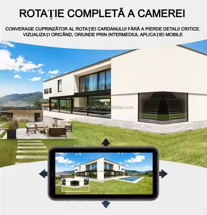 Cameră Supraveghere WiFi cu 3 Camere AT PERFORMANCE® – 15MP 8K, PTZ, Audio, Alarmă, Exterior, IP66