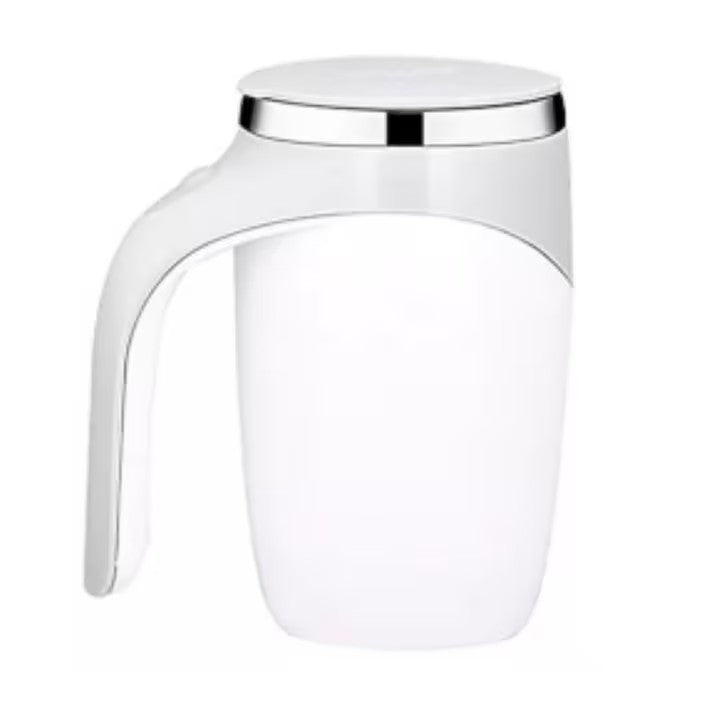 Cana Magnetica AT PERFORMANCE®, Inteligenta cu Amestecare Rotativa Automata, Electrica, Tip termos, Cu capac, Interior din otel inoxidabil, Capacitate 380 ml, Incarcare USB, Alba.