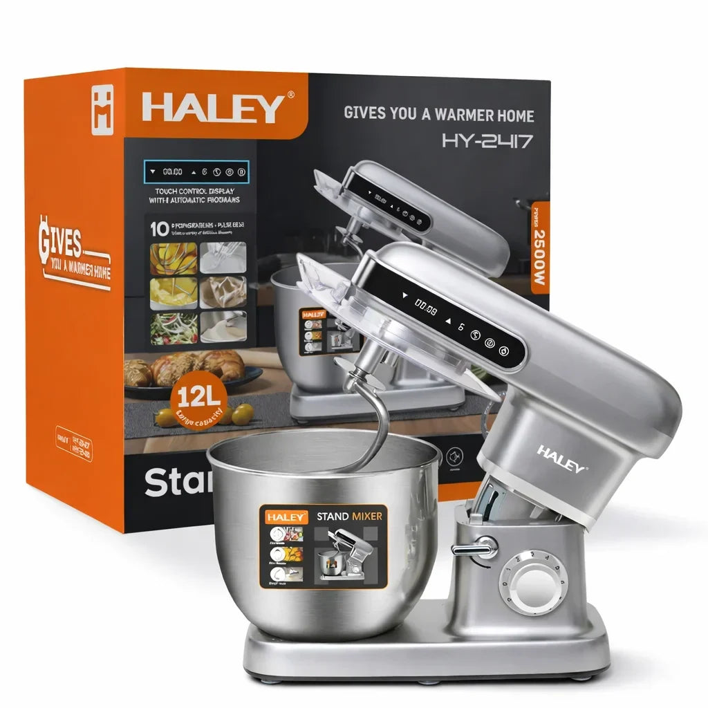 Mixer Planetar Profesional HALEY HY-2417, 2500W, Bol Inox 12L, 9+P Trepte, Touch Display