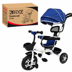 Tricicletă Evolutivă Kiddo KD-X06, Scaun Rotativ 360°, Poziție de Somn, Centură 5 Puncte, Copertină UV, Roți din Cauciuc, 9 Luni – 6 Ani