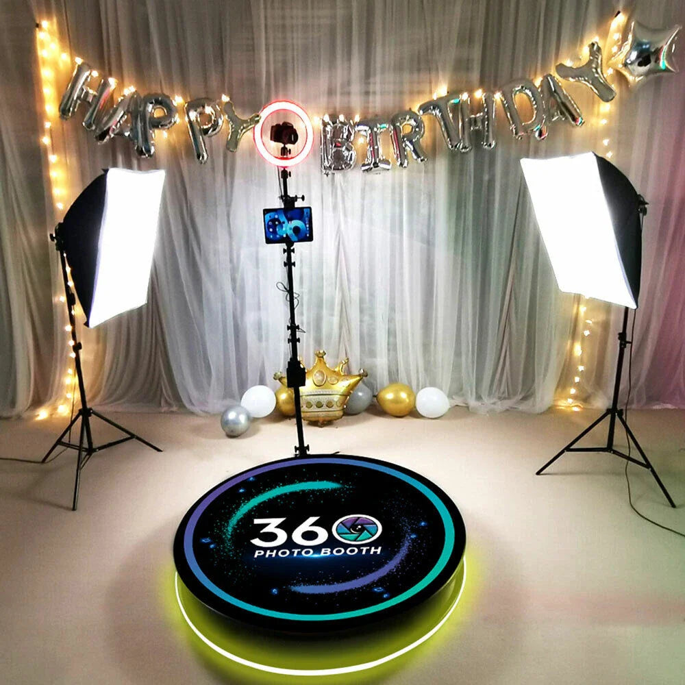 Platforma Foto-Video rotunda AT PERFORMANCE®, Selfie 360, brat rotativ, Led RGB, pentru Evenimente, diametru 100cm